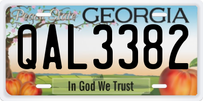 GA license plate QAL3382