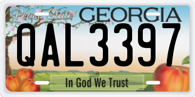 GA license plate QAL3397