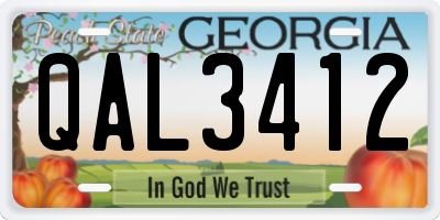 GA license plate QAL3412