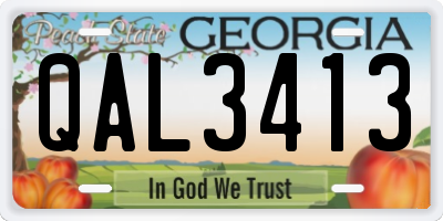 GA license plate QAL3413