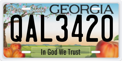 GA license plate QAL3420