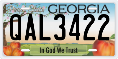 GA license plate QAL3422