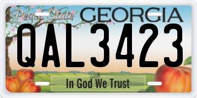 GA license plate QAL3423