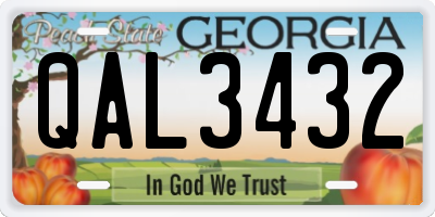 GA license plate QAL3432