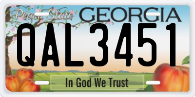 GA license plate QAL3451