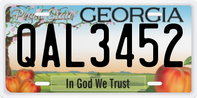 GA license plate QAL3452