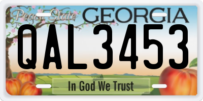 GA license plate QAL3453