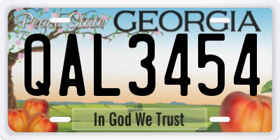 GA license plate QAL3454