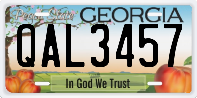 GA license plate QAL3457