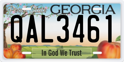 GA license plate QAL3461