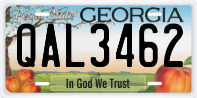 GA license plate QAL3462