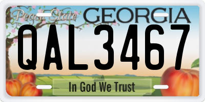 GA license plate QAL3467