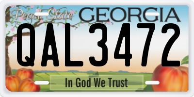 GA license plate QAL3472