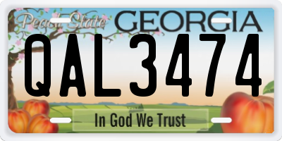 GA license plate QAL3474