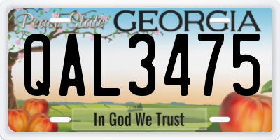 GA license plate QAL3475