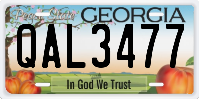 GA license plate QAL3477