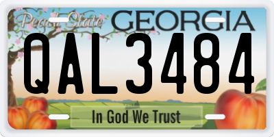 GA license plate QAL3484