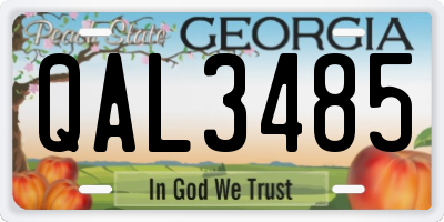 GA license plate QAL3485