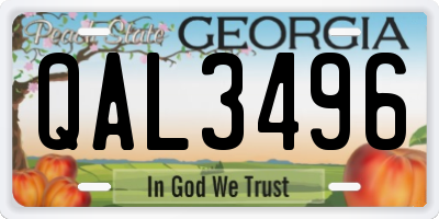 GA license plate QAL3496