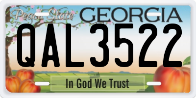 GA license plate QAL3522