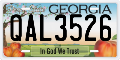 GA license plate QAL3526