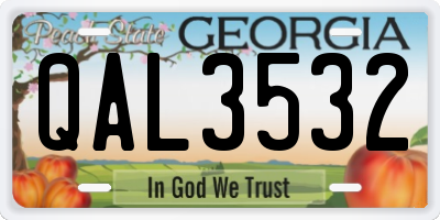 GA license plate QAL3532