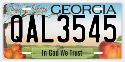 GA license plate QAL3545