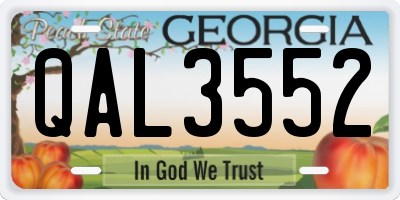 GA license plate QAL3552