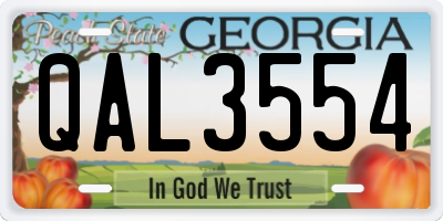 GA license plate QAL3554