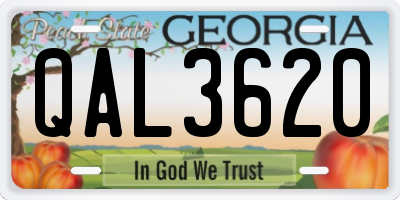 GA license plate QAL3620