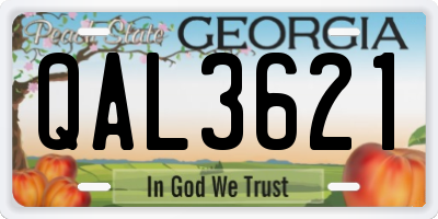 GA license plate QAL3621