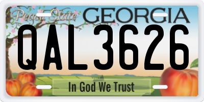 GA license plate QAL3626