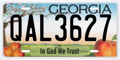 GA license plate QAL3627