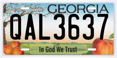 GA license plate QAL3637