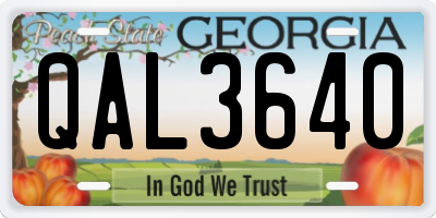 GA license plate QAL3640