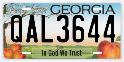 GA license plate QAL3644