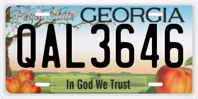 GA license plate QAL3646