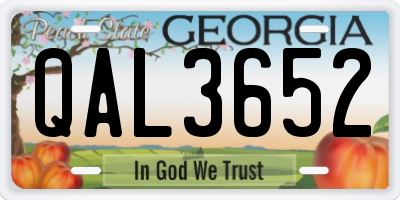 GA license plate QAL3652