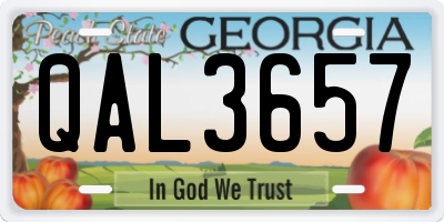 GA license plate QAL3657