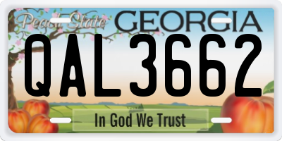 GA license plate QAL3662