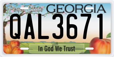 GA license plate QAL3671