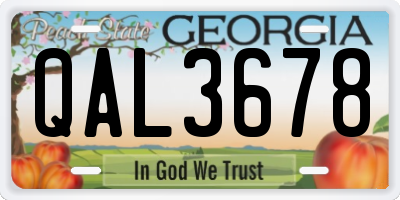 GA license plate QAL3678