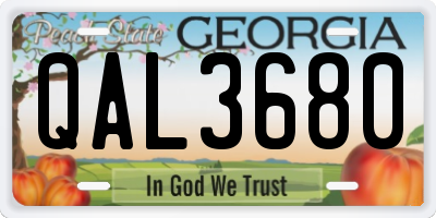 GA license plate QAL3680