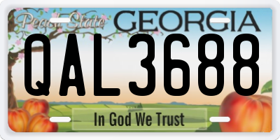 GA license plate QAL3688