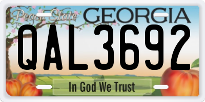 GA license plate QAL3692