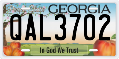 GA license plate QAL3702