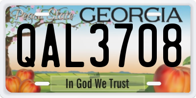 GA license plate QAL3708