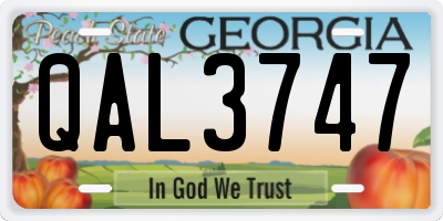 GA license plate QAL3747