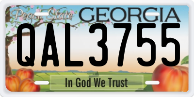 GA license plate QAL3755