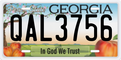 GA license plate QAL3756